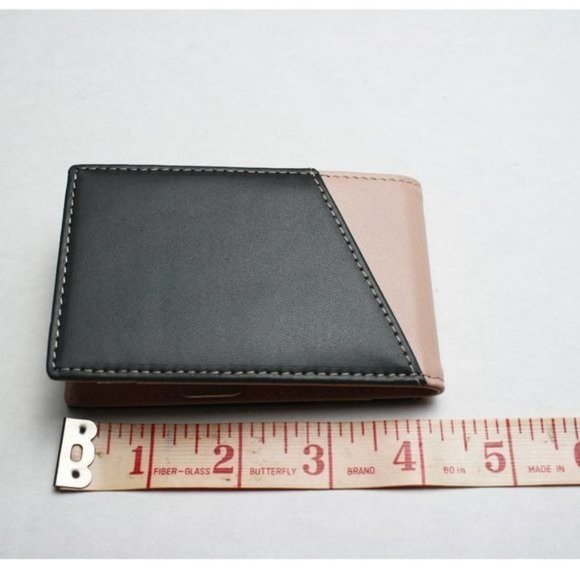 Forrest & Harold‎ Slim RFID Wallet Money Clip Leather Wallet Charcoal/Blush - Picture 9 of 12